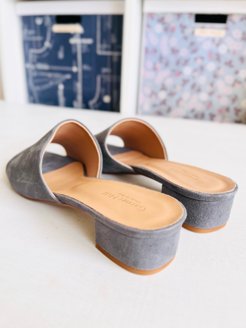 [Garnet Hill] Leather Suede Lillian Block Heeled Slides — image 6 of 8